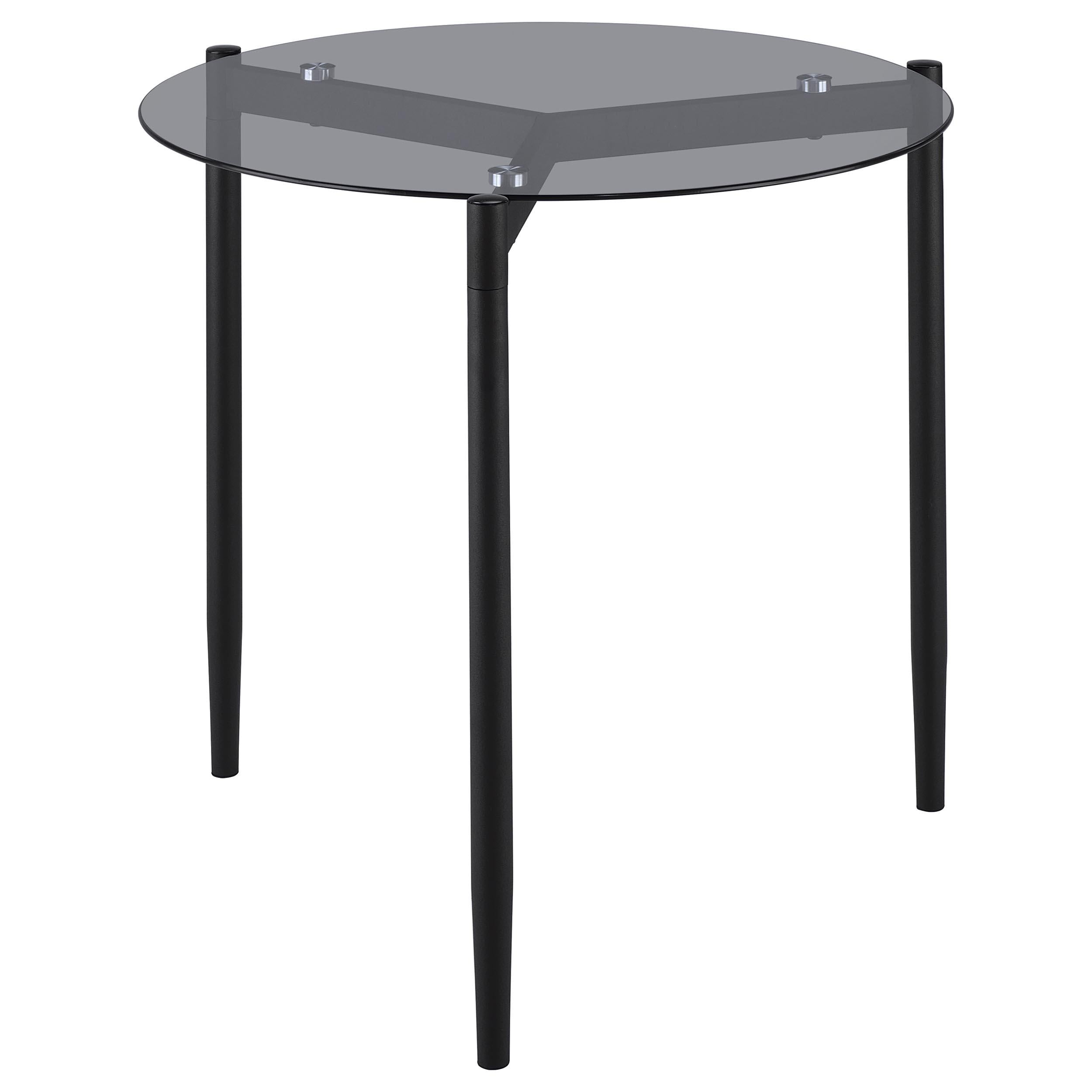 Coaster Furniture Rosalie 710167 Round Smoked Glass Top End Table - Grey IMAGE 1